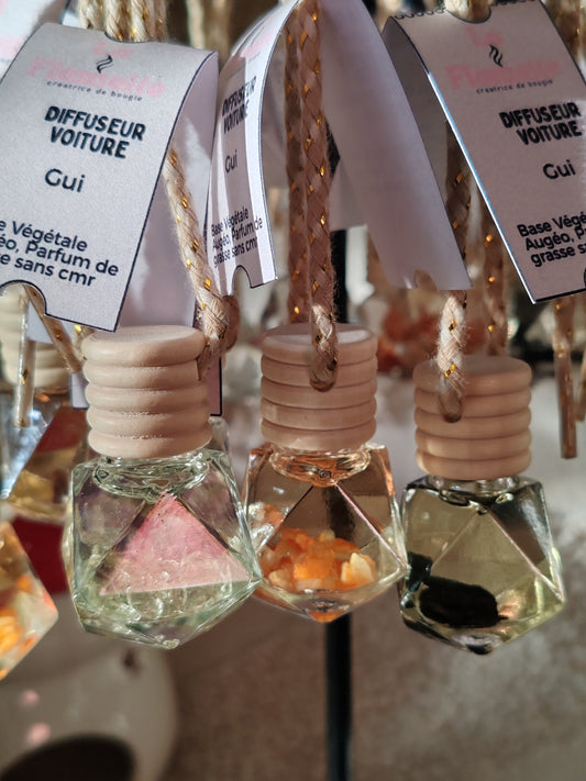 ✨ Diffuseur Énergétique Voiture – Cristaux & Parfum Fleur de Coton