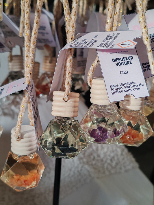 ✨ Diffuseur Énergétique Voiture – Cristaux & Parfum Fleur de Coton